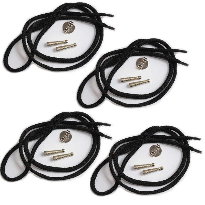 BeadExplosion Blank Bolo Tie Parts Kit Round Slide Textured Tips Black Cord DIY Silver Tone Tone Supplies for 4 Ties - Image 1